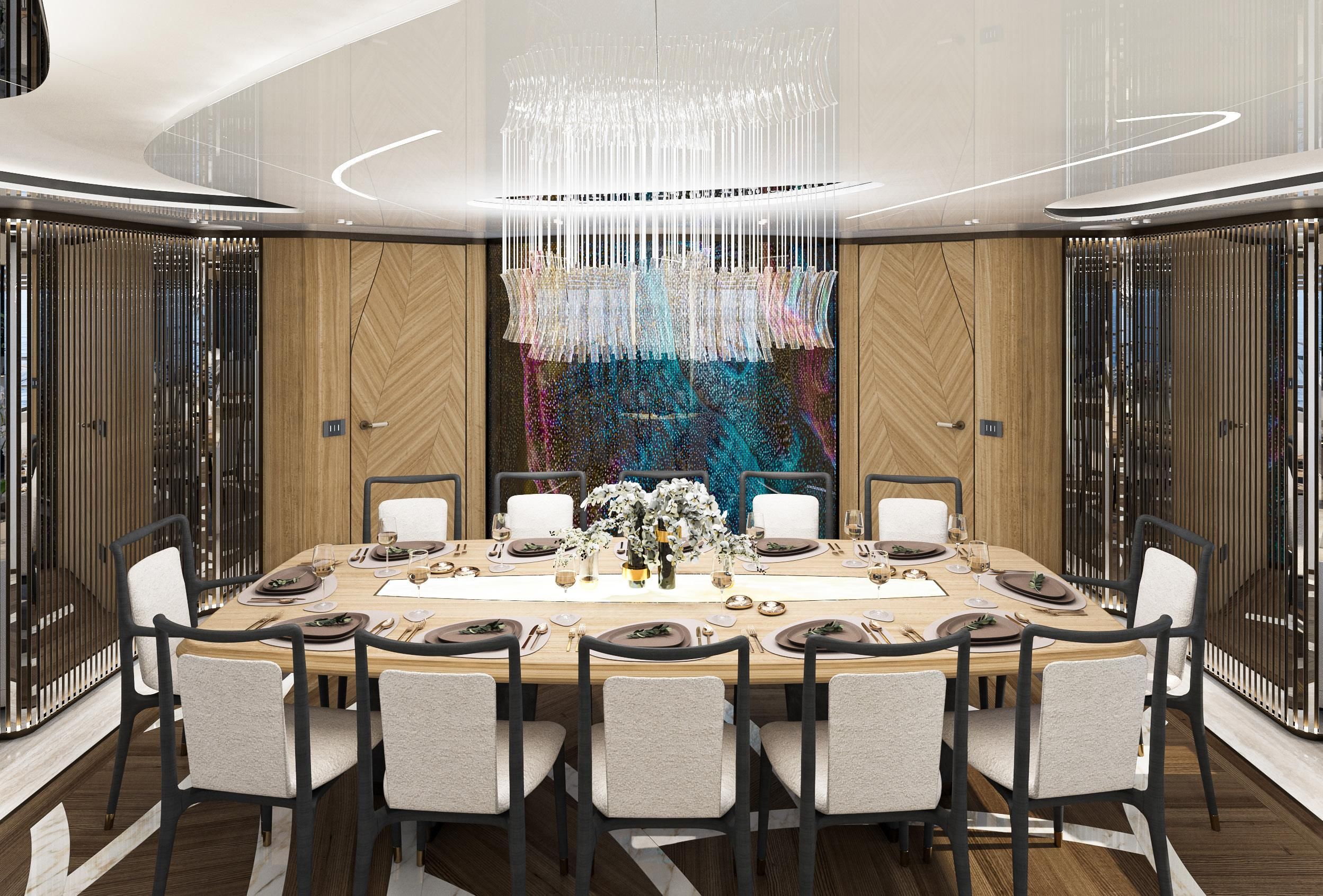 eternal spark yacht charter dining table