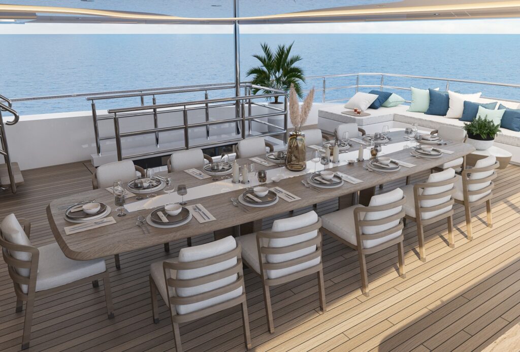 eternal spark yacht charter dining table