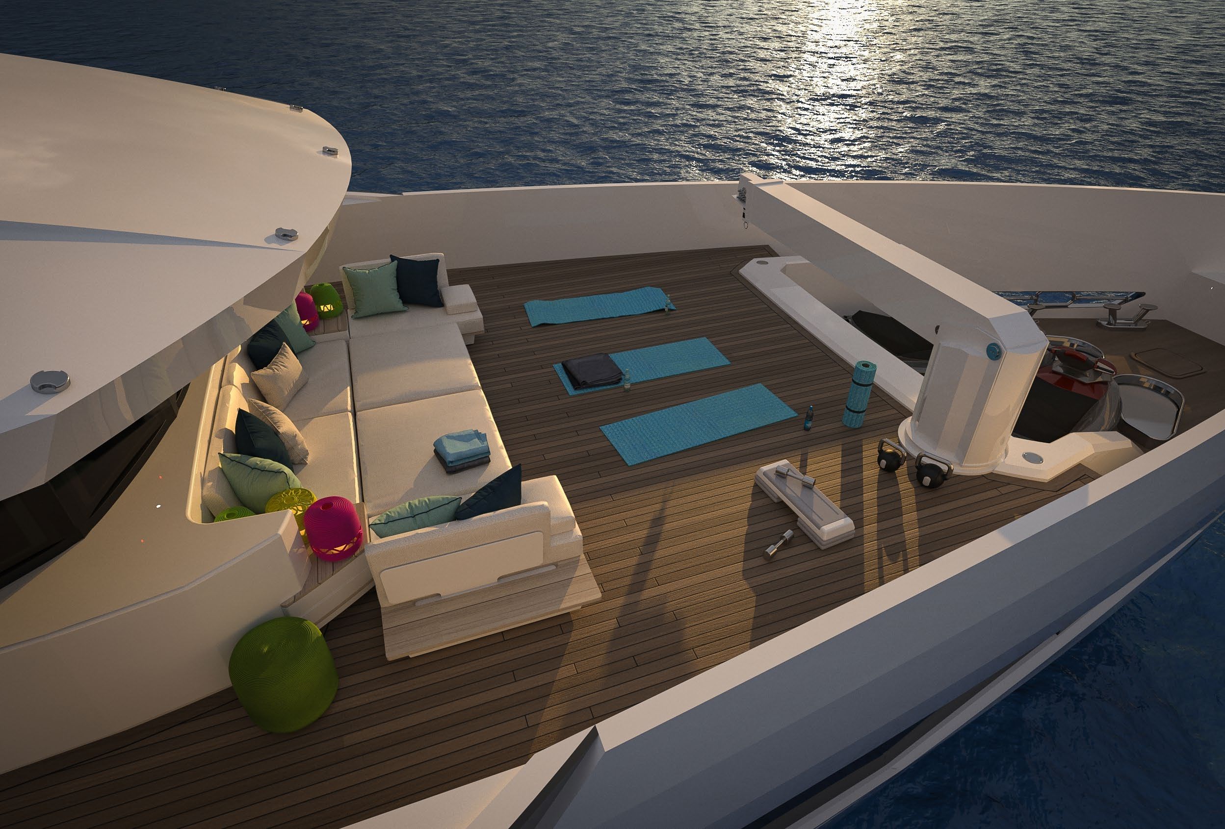 A Full Wellness Experience Aboard Eternal Spark 4 eternal spark yacht charter front deck setup