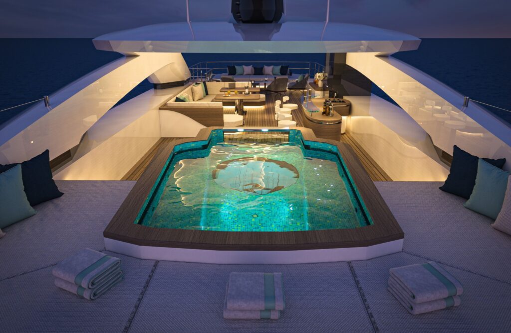 eternal spark yacht charter jacuzzi at night